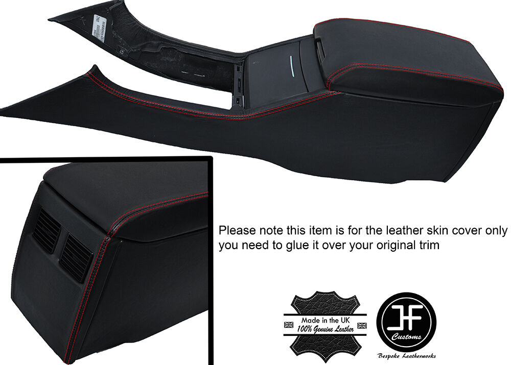 RED STITCH CENTRE CONSOLE & ARMREST LEATHER COVERS FITS CHRYSLER 300C 05-07
