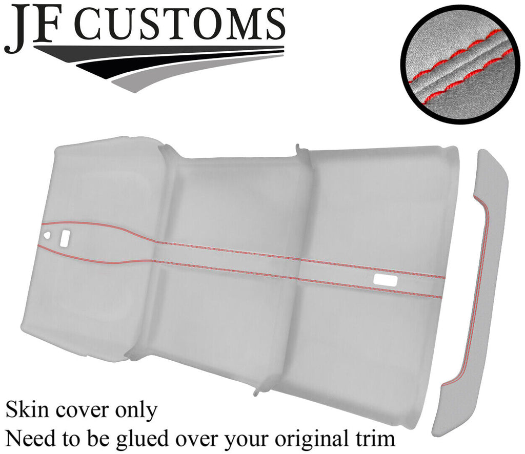 RED STITCH 4 PIECE ROOF HEADLINING L GREY SUEDE COVER FOR DEFENDER 110 SW