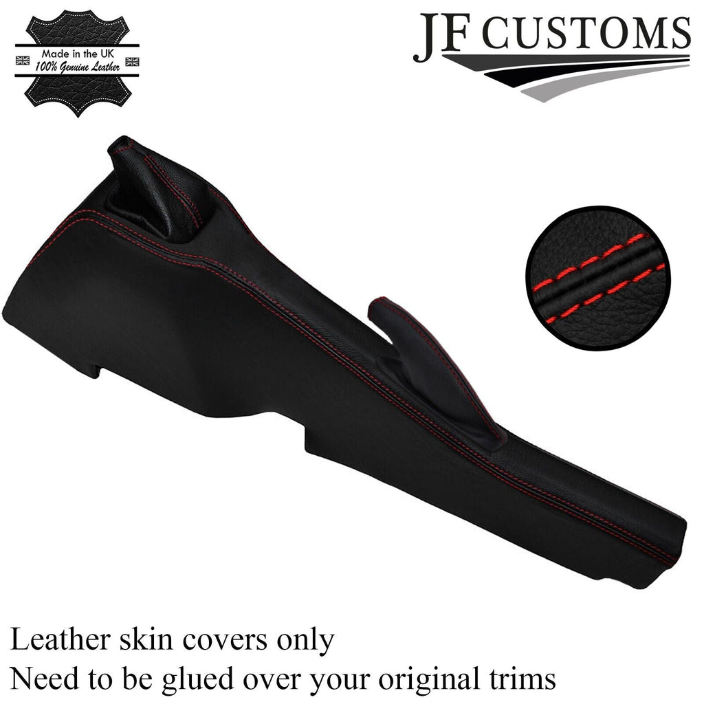 RED STITCH LEATHER GEAR+HANDBRAKE+CONSOLE TUNNEL COVERS FOR VAUXHALL VX220