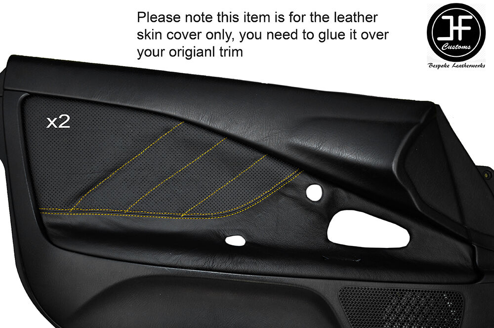 YELLOW STICH 2X DOOR CARD TRIM LEATHER & PERFORATED COVER FITS HONDA S2000 99-03