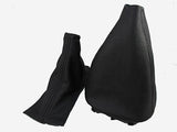 FITS SKODA FABIA MK1 1999-2007 GEAR + HANDBRAKE GAITER BLACK REAL LEATHER NEW