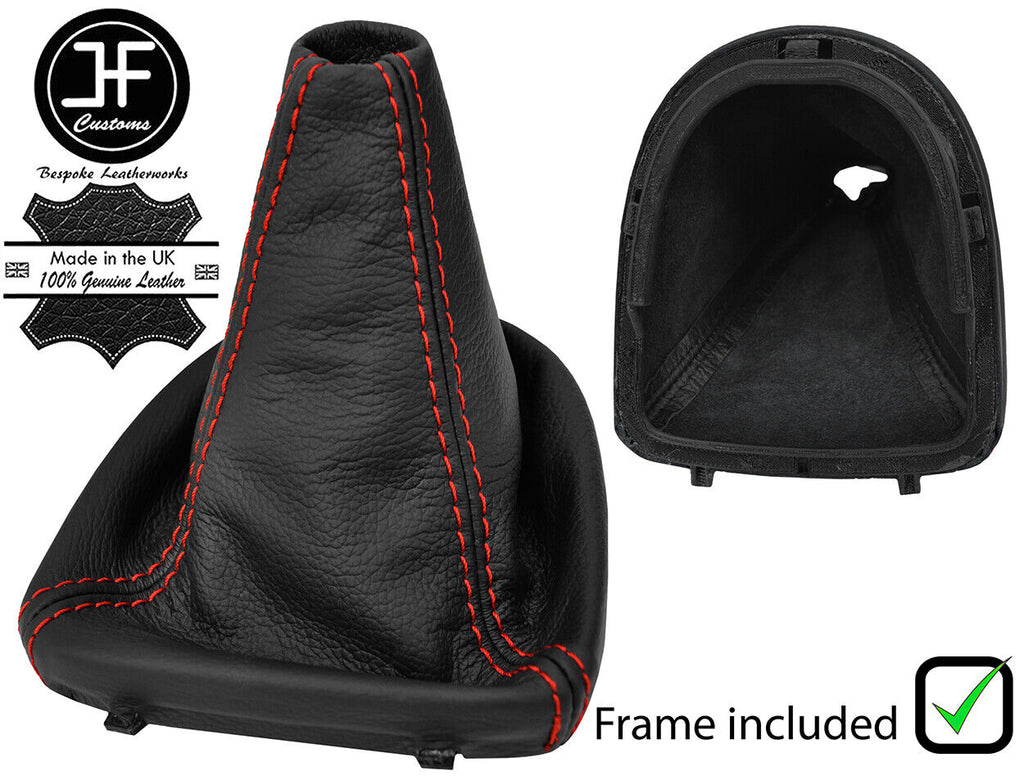RED STITCH LEATHER MANUAL GEAR GAITER+PLASTIC FRAME FITS SEAT LEON 1999-2005