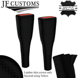BLACK LUX-STITCH LEATHER 2X LONG SEAT BELT COVERS FOR HONDA CIVIC TYPE R S 06-12