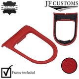 FITS FORD MUSTANG 15-17 D RED LEATHER AUTO GEAR SHIFT SURROUND TRIM COVER+FRAME