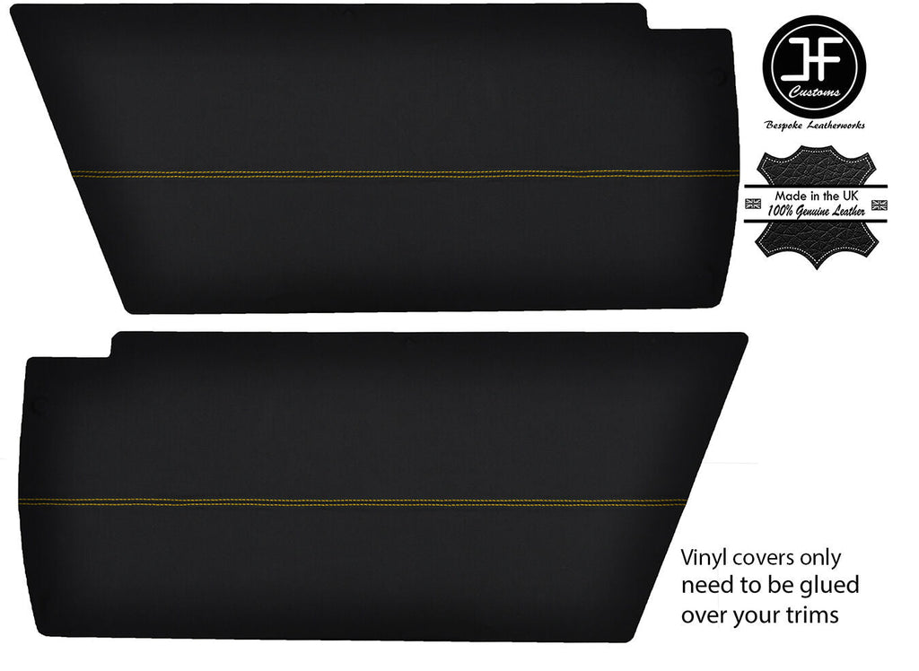 YELLOW STITCHING 2x REAR END SIDE PANEL VINYL COVERS FITS VW T25 T3 WESTFALIA