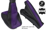 BLACK & PURPLE TOP GRAIN LTHR GEAR HANDBRAKE GAITER FOR VAUXHALL CORSA D 06-14