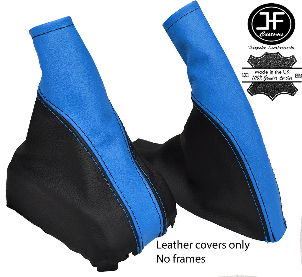 BLACK & BLUE LEATHER GEAR HANDBRAKE FITS VAUXHALL OPEL TIGRA B TWINTOP 04-2009