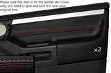 RED STITCH 2X FRONT DOOR CARD TRIM SKIN COVER FITS VAUXHALL OPEL MERIVA 03-10