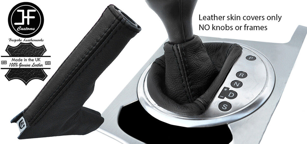 BLACK & BLACK REAL LEATHER AUTO AUTOMATIC GAITER SET FOR AUDI TT MK2 2006-2014
