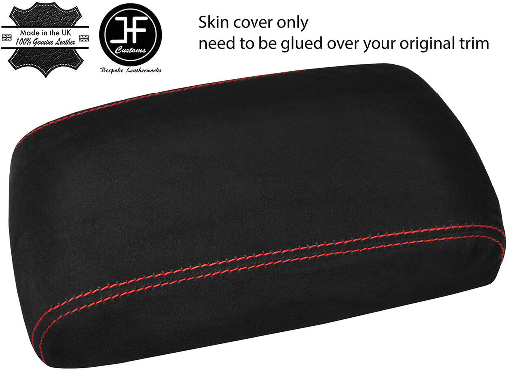 RED STITCHING ARMREST REAL SUEDE COVER FOR SUBARU TRIBECA B9 2008-2014