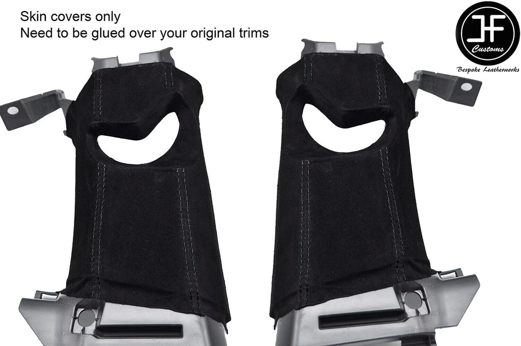 BLACK STITCH 2X UPPER B PILLAR SUEDE COVERS FOR TOYOTA GT86 SUBARU BRZ 12-19