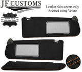 BEIGE STITCH TOP-GRAIN LEATHER 2X SUN VISOR COVERS FITS JAGUAR S TYPE 02-08