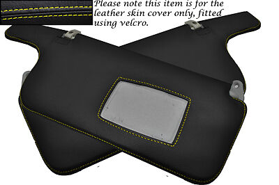 YELLOW STITCH FITS MITSUBISHI EVO 4 5 6 IV V VI 2X SUN VISORS LEATHER COVERS
