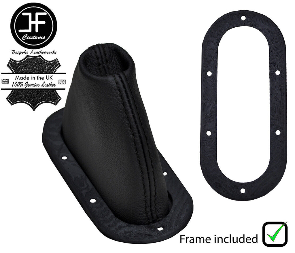 BLACK STITCH LEATHER HANDBRAKE+ PLASTIC FRAME FITS LANDROVER SERIES 2A 3