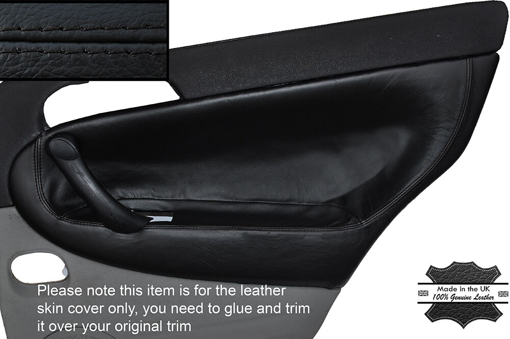 BLACK STITCH 2X REAR DOOR CARD TRIM SKIN COVER FITS ALFA ROMEO 147 5 DOOR