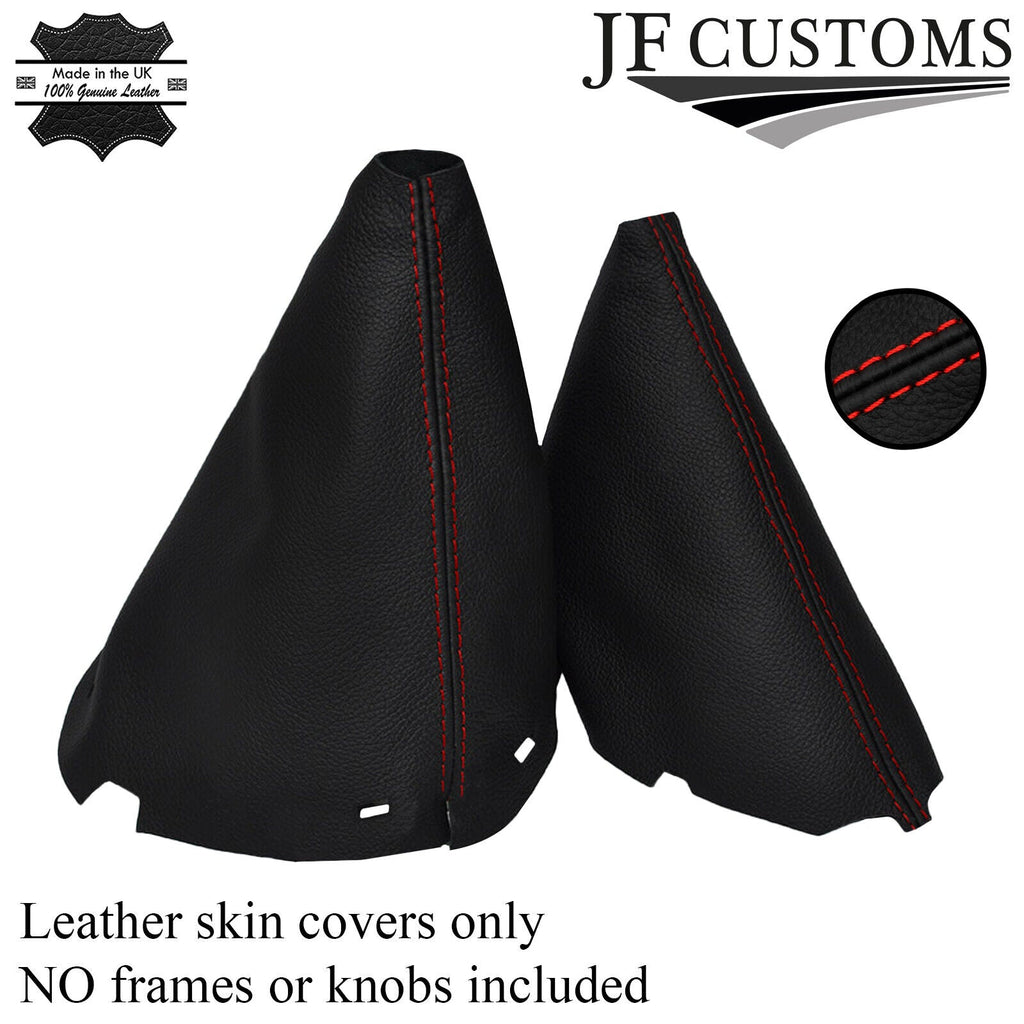 RED STITCH FITS NISSAN NAVARA D40 06-12 LEATHER GEAR & HANDBRAKE GAITERS