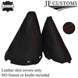 RED STITCH FITS NISSAN NAVARA D40 06-12 LEATHER GEAR & HANDBRAKE GAITERS