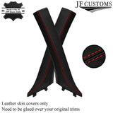 RED STITCH ITALIAN LEATHER PILLAR KIT COVERS FOR BMW 3 SERIES E92 COUPE 06-13