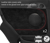 RED STITCH 2X REAR DOOR CARD TRIM REAL SUEDE COVERS FOR ALFA ROMEO 147 3 DOOR