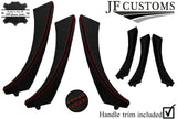 RED STITCH ITALIAN LEATHER 3X DOOR HANDLE TRIM + COVERS FOR BMW E90 E91 E9X