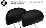 RED STITCH 2X REAR HEADREST LEATHER COVERS FITS HONDA CIVIC & TYPE R 01-05