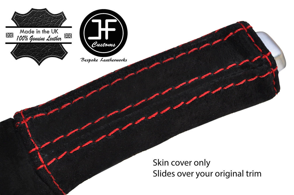 RED STITCH REAL SUEDE HANDBRAKE HANDLE COVER FITS VOLVO S40 V50 MK2 04-07