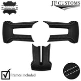 WHITE STITCH LEATHER COVERED STEERING WHEEL TRIMS+FRAMES FOR FORD MUSTANG 10-14