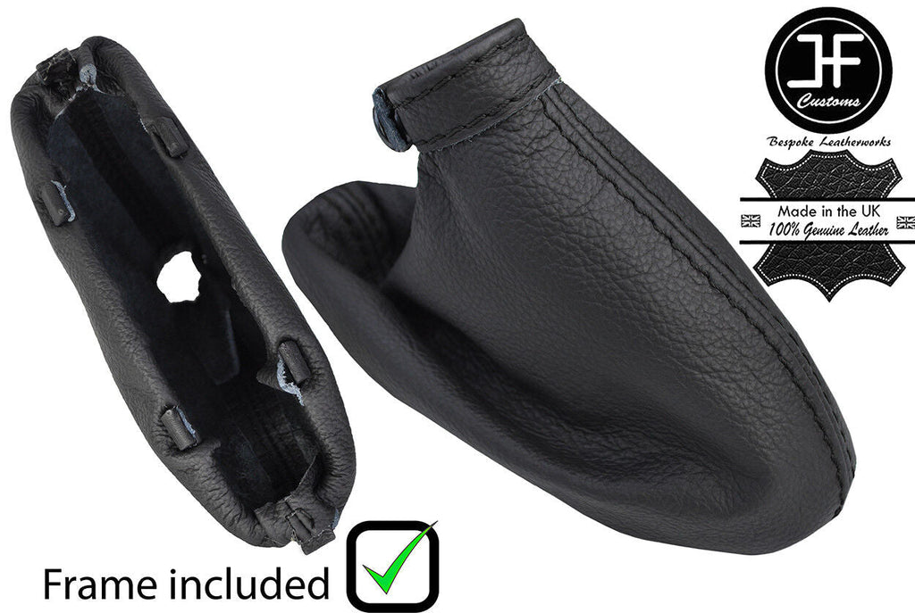 BLACK STITCH LEATHER HANDBRAKE GAITER + PLASTIC FRAME FITS ALFA ROMEO 159 05-11