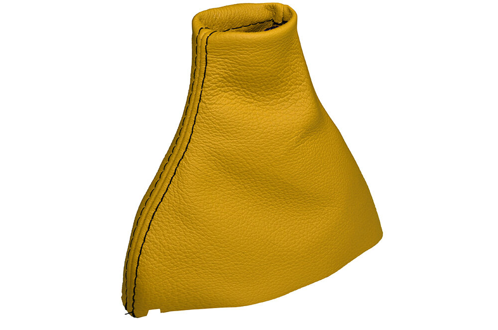 YELLOW LEATHER BLACK STITCH GEAR GAITER  FITS RENAULT CLIO 01-04 CUSTOM NEW