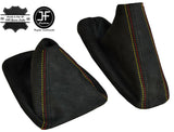 BLACK PU SUEDE FOR BMW E90 91 92 93 MANUAL 2XGAITERS GERMAN FLAG DOUBLE STITCH