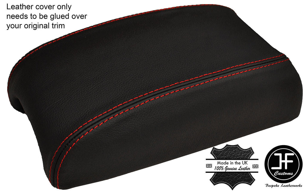 RED  STITCHING REAL LEATHER ARMREST LID COVER FITS PEUGEOT 4007 2007-2015
