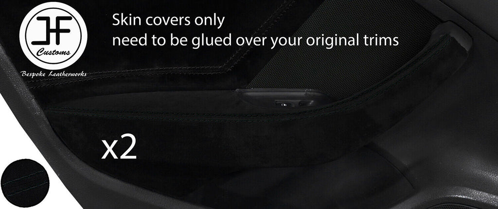BLACK STITCH 2X REAR DOOR HANDLE ARMREST SUEDE COVER FOR AUDI A3 13-19 5 DOOR