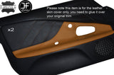 BLACK PERFORATED & BROWN LEATHER 2X DOOR CARD TRIM COVER FITS HONDA S2000 99-03