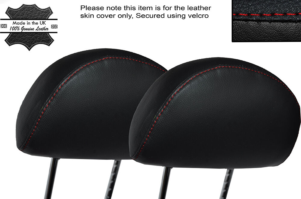 RED STITCHING 2X FRONT HEADREST SKIN COVERS FITS BMW MINI R50 R52 R53 01-06