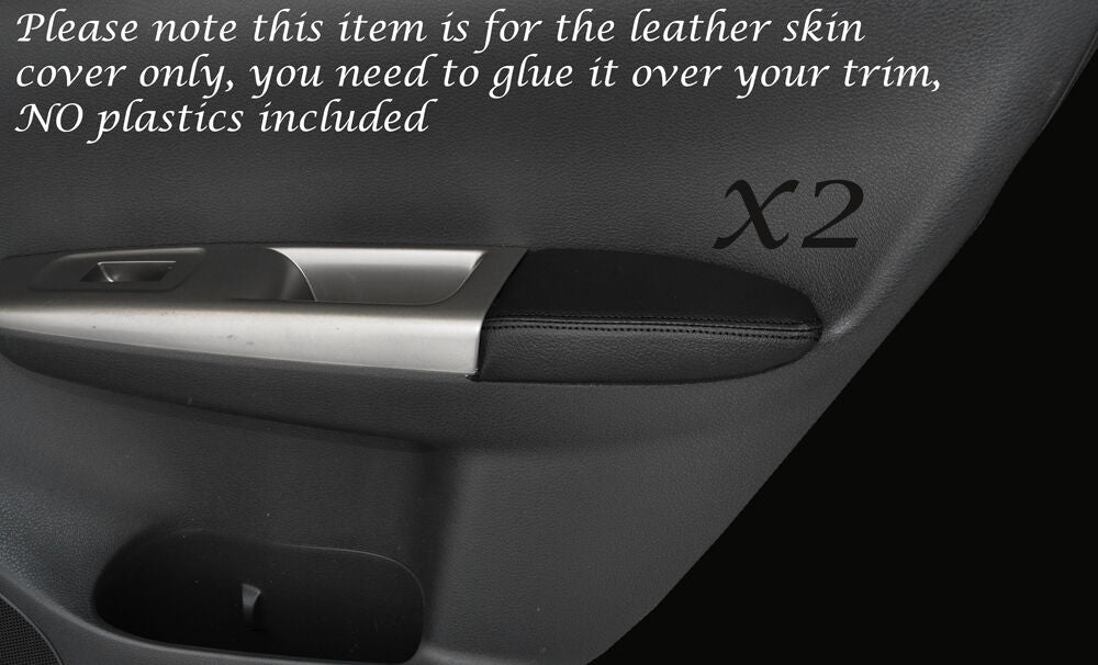 BLACK STITCH 2X FRONT DOOR ARMREST SKIN COVER FITS SUBARU IMPREZA WRX STI 08-13