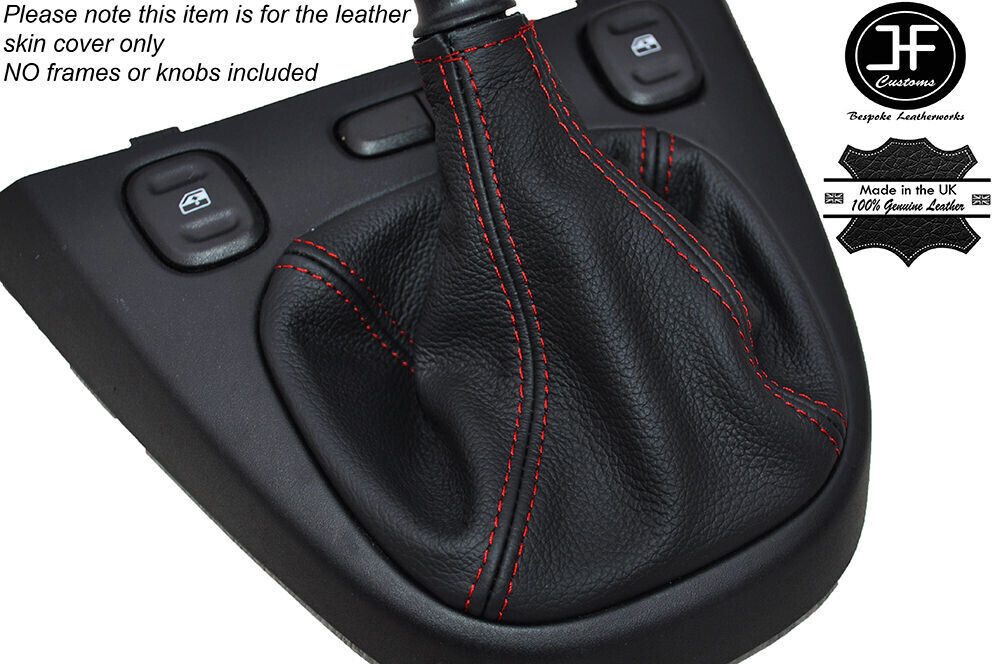 RED STITCHING GENUINE LEATHER MANUAL GEAR GAITER FOR FIAT PANDA MK3 2012-2016