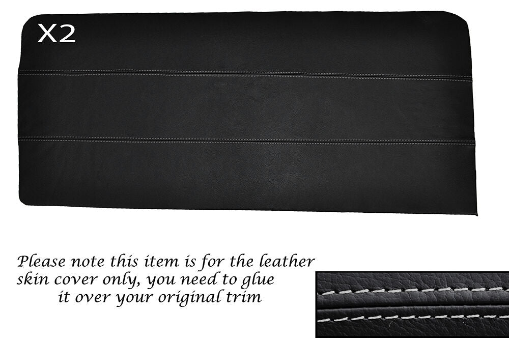 GREY STITCHING 2X FRONT DOOR CARDS LEATHER SKIN COVERS FITS HILLMAN IMP