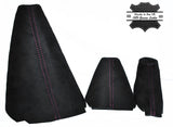 PINK STITCH SUEDE SET OF 3 GAITERS FITS LAND ROVER DISCOVERY MK1 MK2 95-04