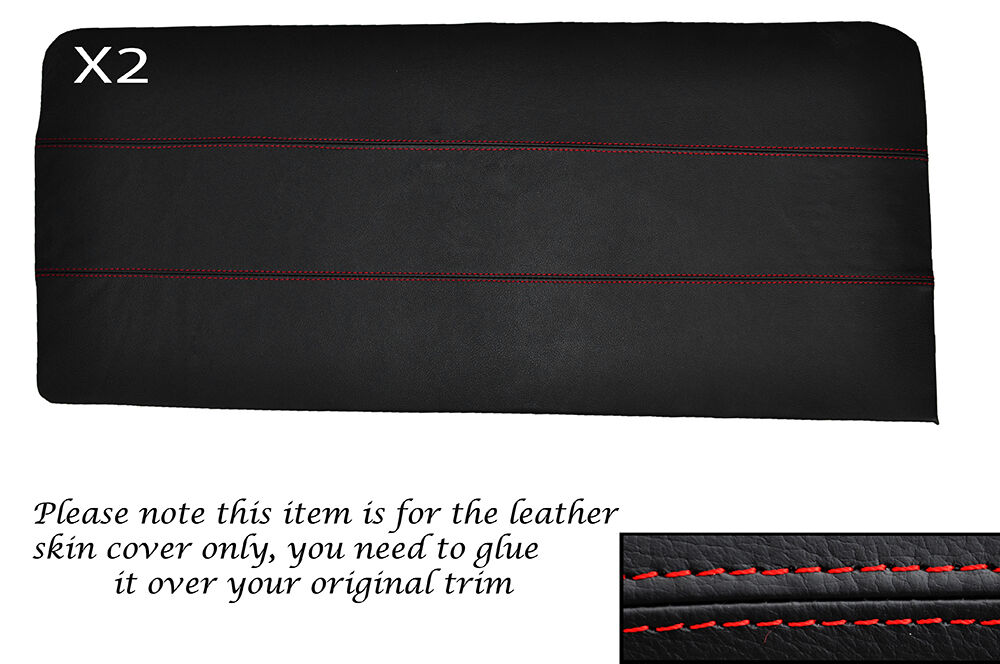 RED STITCHING 2X FRONT DOOR CARDS LEATHER SKIN COVERS FITS HILLMAN IMP