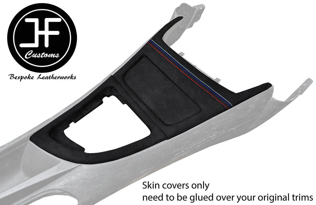 BLACK SUEDE TRI STITCH GEAR SURROUND ASHTRAY TRIM COVERS FOR BMW E81 E82 E87 E88