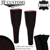 D RED LUX-STITCH LEATHER 2X LONG SEAT BELT COVERS FOR LAND ROVER DEFENDER 07-19