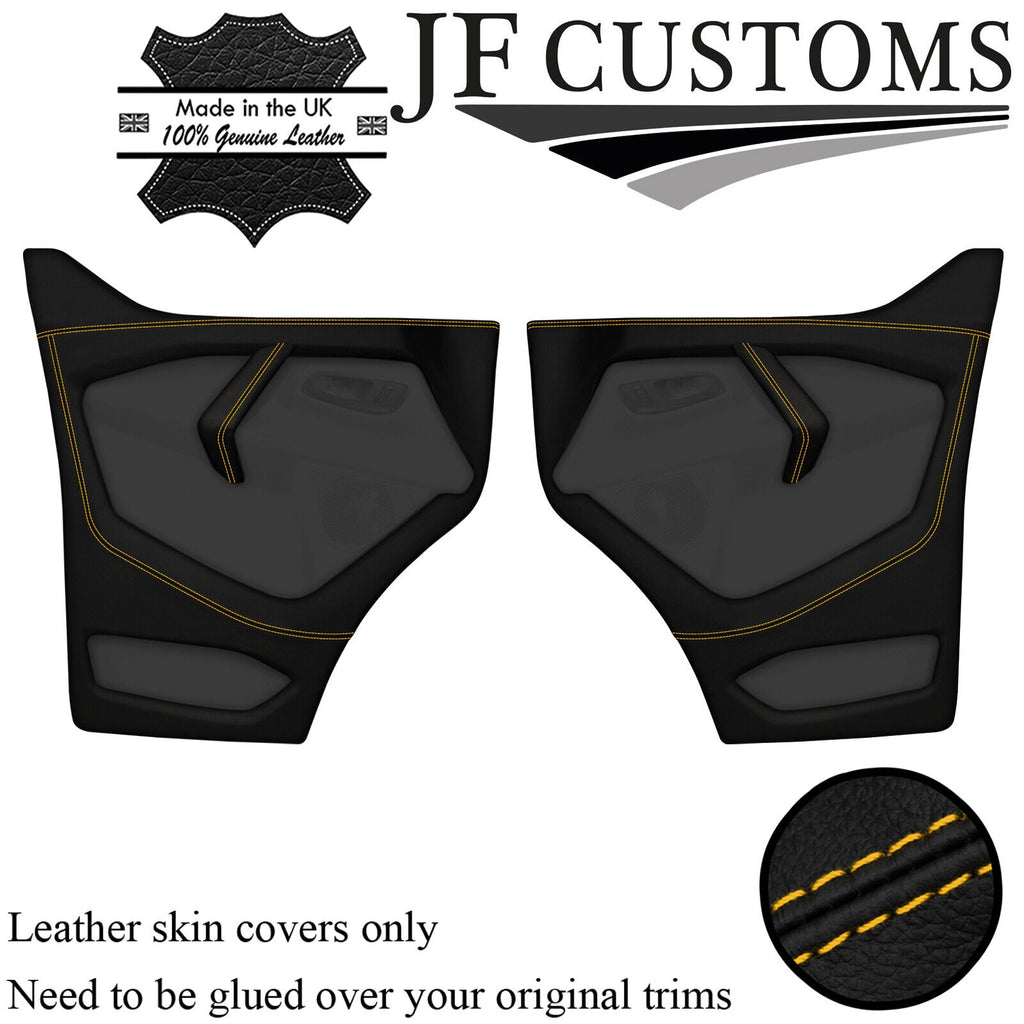 YELLOW STITCH LEATHER 2X FRONT DOOR COVERS FOR FORD TRANSIT CUSTOM MK8 13-18