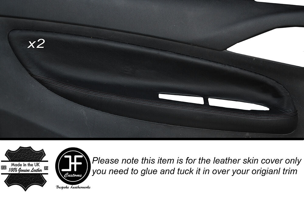 BLACK STITCH 2X FRONT DOOR CARD TRIM LEATHER COVERS FITS CITROEN C3 DS3 10-15