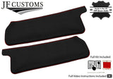 RED CROSS STITCH LEATHER 2X SUN VISOR COVERS FOR PEUGEOT 405 87-97 CUSTOM NEW