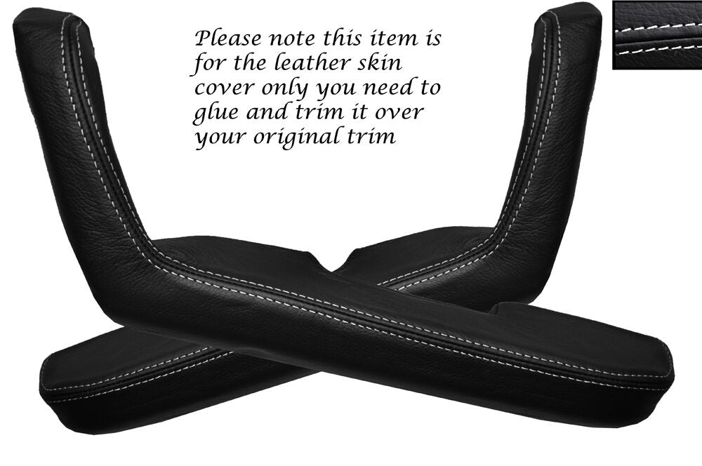 WHITE STITCH 2X DOOR HANDLE ARMREST SKIN COVERS FITS MAZDA MX5 MK1 MIATA 89-97