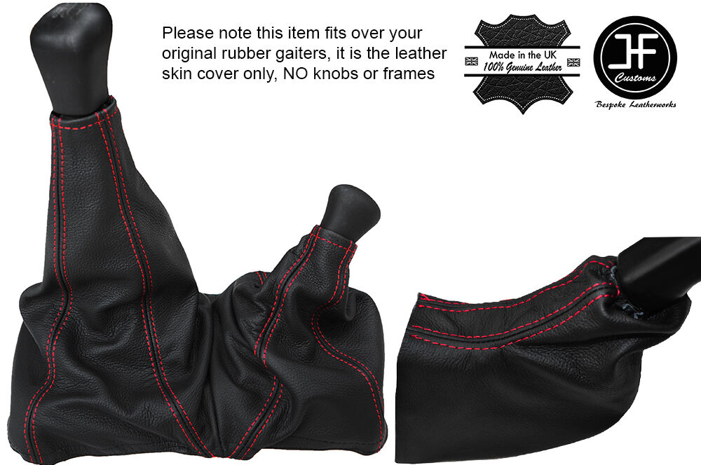 RED STICH FULL LEATHER GEAR & HANDBRAKE GAITER FITS LAND ROVER DEFENDER 07-16