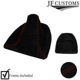 D RED STITCH SUEDE MANUAL GEAR GAITER + PLASTIC FRAME FOR BMW 5 E60 E61 03-07