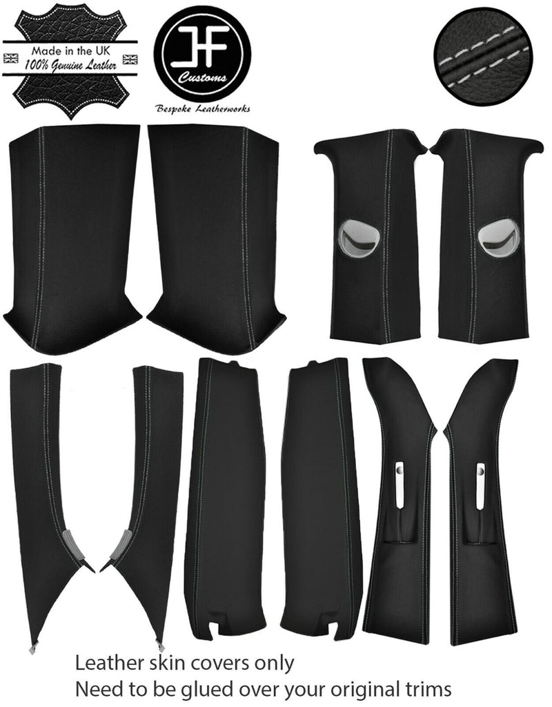 GREY STITCH 2X A,B,C,D PILLAR KIT LEATHER COVERS FOR VW T5 TRANSPORTER