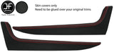 RED STITCH 2X DOOR POCKET TRIM CARBON VINYL COVERS FOR SMART ROADSTER 452
