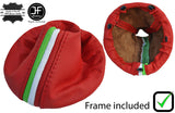 RED REAL LEATHER ITALIAN FLAG STRIPES GEAR+PLASTIC FRAME FOR FIAT 500 07-16